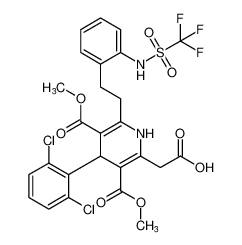 2-(4-(2,6-dichlorophenyl)-3,5-bis(methoxycarbonyl)-6-(2-((trifluoromethyl)sulfonamido)phenethyl)-1,4-dihydropyridin-2-yl)acetic acid_398475-73-5