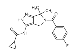 N-{5-(4-fluorobenzoyl)-6,6-dimethyl-4,6-dihydropyrrolo[3,4-c]pyrazol-3-yl}cyclopropanecarboxamide_398507-19-2