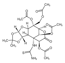 (3aS,4aR,5S,6S,9S,10R,10aR,10bS,11S)-5-(acetoxymethyl)-2,2-dimethyl-8-oxo-10-thioureidooctahydro-6H-6,10-methano[1,3]dioxolo[4',5':4,5]furo[2,3-d]oxocine-5,9,11-triyl triacetate_39919-94-3