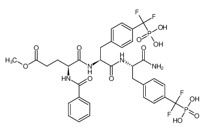 ((4-((S)-3-(((S)-1-amino-3-(4-(difluoro(phosphono)methyl)phenyl)-1-oxopropan-2-yl)amino)-2-((S)-2-benzamido-5-methoxy-5-oxopentanamido)-3-oxopropyl)phenyl)difluoromethyl)phosphonic acid_399550-91-5