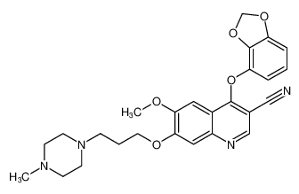 4-(benzo[d][1,3]dioxol-4-yloxy)-6-methoxy-7-(3-(4-methylpiperazin-1-yl)propoxy)quinoline-3-carbonitrile_492444-55-0