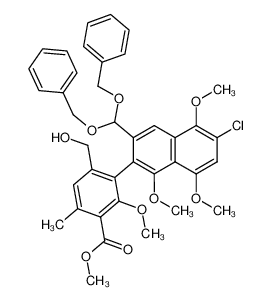 3-[3-(Bis-benzyloxy-methyl)-6-chloro-1,5,8-trimethoxy-naphthalen-2-yl]-4-hydroxymethyl-2-methoxy-6-methyl-benzoic acid methyl ester_492453-50-6