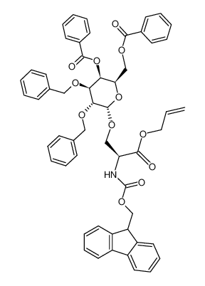 (2R,3S,4S,5R,6S)-6-((S)-2-((((9H-fluoren-9-yl)methoxy)carbonyl)amino)-3-(allyloxy)-3-oxopropoxy)-2-((benzoyloxy)methyl)-4,5-bis(benzyloxy)tetrahydro-2H-pyran-3-yl benzoate_492461-18-4