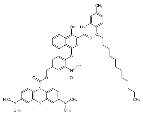 10H-Phenothiazine-10-carboxylic acid, 3,7-bis(dimethylamino)-,[4-[[3-[[[2-(dodecyloxy)-5-methylphenyl]amino]carbonyl]-4-hydroxy-1-naphthalenyl]thio]-3-nitrophenyl]methyl ester_494202-38-9