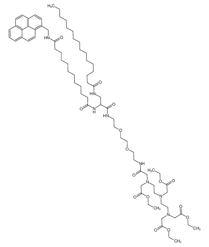ethyl 30,33,36-tris(2-ethoxy-2-oxoethyl)-3,14,17,28-tetraoxo-16-(palmitamidomethyl)-1-(pyren-1-yl)-21,24-dioxa-2,15,18,27,30,33,36-heptaazaoctatriacontan-38-oate_494769-61-8