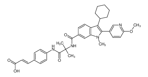 (E)-3-(4-(2-(3-cyclohexyl-2-(6-methoxypyridin-3-yl)-1-methyl-1H-indole-6-carboxamido)-2-methylpropanamido)phenyl)acrylic acid_494855-10-6