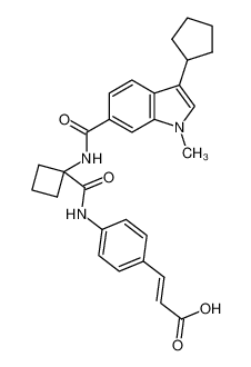 (E)-3-(4-(1-(3-cyclopentyl-1-methyl-1H-indole-6-carboxamido)cyclobutane-1-carboxamido)phenyl)acrylic acid_494857-13-5