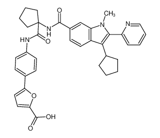 5-(4-(1-(3-cyclopentyl-1-methyl-2-(pyridin-2-yl)-1H-indole-6-carboxamido)cyclopentane-1-carboxamido)phenyl)furan-2-carboxylic acid_494857-29-3