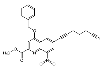 methyl 6-(5-cyanopent-1-ynyl)-8-nitro-4-benzyloxy-quinoline-2-carboxylate_495407-75-5
