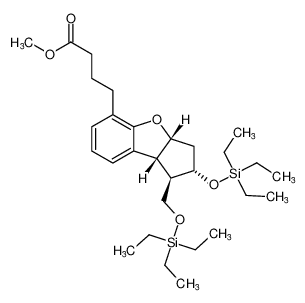 rel-methyl 4-((1R,2S,3aR,8bR)-2-((triethylsilyl)oxy)-1-(((triethylsilyl)oxy)methyl)-2,3,3a,8b-tetrahydro-1H-cyclopenta[b]benzofuran-5-yl)butanoate_496807-07-9