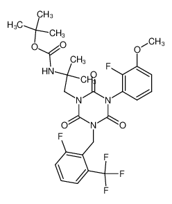 {2-[3-(2-Fluoro-3-methoxy-phenyl)-5-(2-fluoro-6-trifluoromethyl-benzyl)-2,4,6-trioxo-[1,3,5]triazinan-1-yl]-1,1-dimethyl-ethyl}-carbamic acid tert-butyl ester_496929-96-5