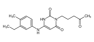 6-((3-ethyl-4-methylphenyl)amino)-3-(4-oxopentyl)pyrimidine-2,4(1H,3H)-dione_496942-87-1