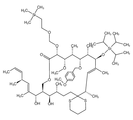 10-hydroxy-11-(1-hydroxy-2,4-dimethyl-hepta-2,5-dienyl)-16-methoxy-18-(4-methoxy-benzyloxy)-9,17,19,21,23-pentamethyl-20-triisopropylsilanyloxy-15-(2-trimethylsilanyl-ethoxymethoxy)-13-oxa-1,5-dithia-spiro[5.17]tricos-21-en-14-one_497056-70-9