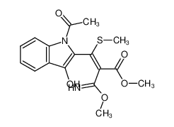 (Z)-3-(1-Acetyl-3-hydroxy-1H-indol-2-yl)-2-methoxycarbonimidoyl-3-methylsulfanyl-acrylic acid methyl ester_49772-30-7