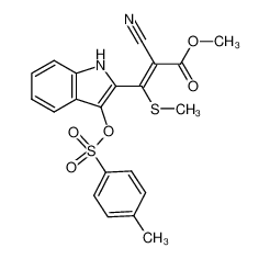 (Z)-2-Cyano-3-methylsulfanyl-3-[3-(toluene-4-sulfonyloxy)-1H-indol-2-yl]-acrylic acid methyl ester_49772-37-4