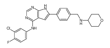 (3-chloro-4-fluoro-phenyl)-(6-{4-[(tetrahydro-pyran-4-ylamino)-methyl]-phenyl}-7H-pyrrolo[2,3-d]pyrimidin-4-yl)-amine_497839-56-2