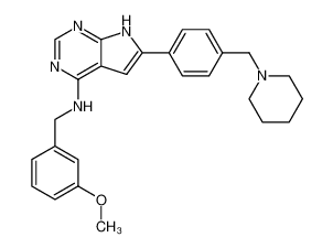 (3-methoxy-benzyl)-[6-(4-piperidin-1-ylmethyl-phenyl)-7H-pyrrolo[2,3-d]pyrimidin-4-yl]-amine_497840-74-1