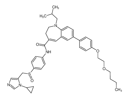 7-[4-(2-butoxyethoxy)phenyl]-1-isobutyl-N-[4-[(3-cyclopropylimidazol-4-yl)methylsulfinyl)phenyl]-2,3-dihydro-1H-1-benzazepine-4-carboxamide_497849-71-5