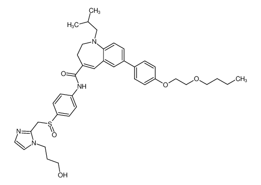 7-[4-(2-butoxyethoxy)phenyl]-N-[4-[[[1-(3-hydroxypropyl)-1H-imidazol-2-yl]methyl]sulfinyl]phenyl]-1-isobutyl-2,3-dihydro-1H-1-benzazepine-4-carboxamide_497854-35-0