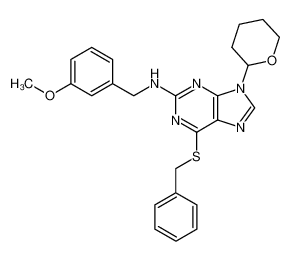 [6-benzylsulfanyl-9-(tetrahydropyran-2-yl)-9H-purin-2-yl]-(3-methoxybenzyl)amine_498543-18-3