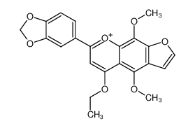 7-Benzo[1,3]dioxol-5-yl-5-ethoxy-4,9-dimethoxy-furo[3,2-g]chromen-8-ylium_49869-26-3