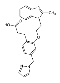 3-(2-(2-(2-methylbenzimidazol-1-yl)ethoxy)-4-(pyrazol-1-ylmethyl)phenyl)propanoic acid_499144-80-8