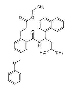 3-(2-((3-methyl-1-(naphthalen-1-yl)butyl)carbamoyl)-4-phenoxymethylphenyl)propanoic acid ethyl ester_499145-83-4