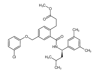 3-(2-(((1R)-3-methyl-1-(3,5-dimethylphenyl)butyl)carbamoyl)-4-(3-chlorophenoxymethyl)phenyl)propanoic acid methyl ester_499146-46-2