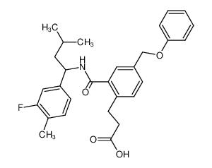 3-[2-({[1-(3-fluoro-4-methylphenyl)-3-methylbutyl]-amino}carbonyl)-4-(phenoxymethyl)phenyl]propanoic acid_499147-44-3