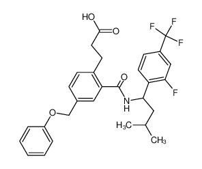 3-(2-((3-methyl-1-(2-fluoro-4-trifluoromethylphenyl)butyl)carbamoyl)-4-phenoxymethylphenyl)propanoic acid_499147-73-8