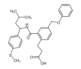 3-(2-((3-methyl-1-(4-methylthiophenyl)butyl)carbamoyl)-4-phenoxymethylphenyl)propanoic acid_499148-33-3