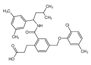 3-(2-((3-methyl-1-(3,5-dimethylphenyl)butyl)carbamoyl)-4-(2-chloro-5-methylphenoxymethyl)phenyl)propanoic acid_499148-54-8