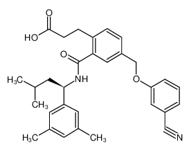 3-[4-[(3-cyanophenoxy)methyl]-2-({[(1R)-1-(3,5-dimethylphenyl)-3-methylbutyl]amino}carbonyl)phenyl]propanoic acid_499150-03-7