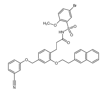 N-(5-bromo-2-methoxyphenylsulfonyl)-3-(2-(2-(naphthalen-2-yl)ethoxy)-4-(3-cyanophenoxymethyl)phenyl)propanamide_499152-68-0