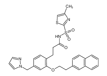 N-(4-methylthiazol-2-ylsulfonyl)-3-(2-(2-(naphthalen-2-yl)ethoxy)-4-(pyrazol-1-ylmethyl)phenyl)propanamide_499152-86-2