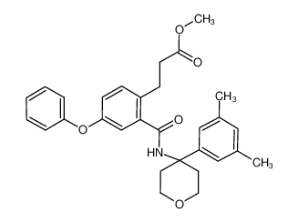3-(2-((4-(3,5-dimethylphenyl)perhydropyran-4-yl)carbamoyl)-4-phenoxyphenyl)propanoic acid methyl ester_499154-71-1