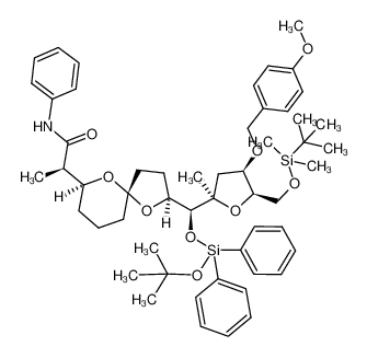 (R)-2-((2S,5S,7S)-2-{(S)-(tert-Butoxy-diphenyl-silanyloxy)-[(2R,4R,5R)-5-(tert-butyl-dimethyl-silanyloxymethyl)-4-(4-methoxy-benzyloxy)-2-methyl-tetrahydro-furan-2-yl]-methyl}-1,6-dioxa-spiro[4.5]dec-7-yl)-N-phenyl-propionamide_499992-31-3
