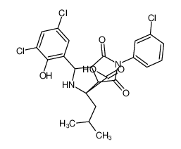 5-(3-chlorophenyl)-1-(3,5-dichloro-2-hydroxyphenyl)-3-(2-methylpropyl)-4,6-dioxo-1,2,3a,6a-tetrahydropyrrolo[3,4-c]pyrrole-3-carboxylic acid_5776-57-8
