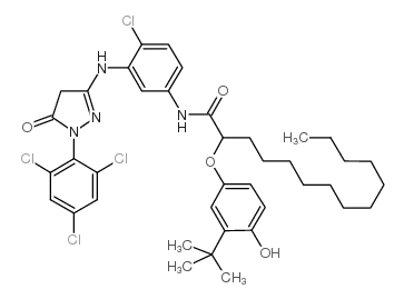 2-(3-tert-butyl-4-hydroxyphenoxy)-N-[4-chloro-3-[[5-oxo-1-(2,4,6-trichlorophenyl)-4H-pyrazol-3-yl]amino]phenyl]tetradecanamide_61354-99-2