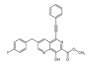 methyl 3-(4-fluorobenzyl)-8-hydroxy-5-(phenylethynyl)-1,6-naphthyridine-7-carboxylate_675612-62-1