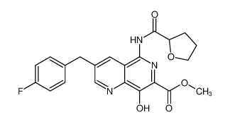 methyl 3-(4-fluorobenzyl)-8-hydroxy-5-(tetrahydrofuran-2-carboxamido)-1,6-naphthyridine-7-carboxylate_675613-58-8