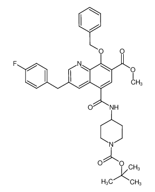 methyl 8-(benzyloxy)-5-((1-(tert-butoxycarbonyl)piperidin-4-yl)carbamoyl)-3-(4-fluorobenzyl)quinoline-7-carboxylate_675614-51-4