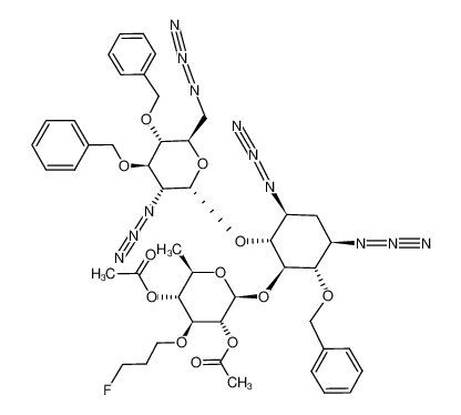 5-O-(2,4-di-O-acetyl-3-O-(3-fluoropropyl)-6-deoxy-β-D-glucopyranosyl)-6,3',4'-tri-O-benzyl-1,3,2',6'-tetraazidoneamine_675616-58-7