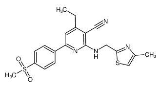 4-ethyl-6-[4-(methylsulfonyl)phenyl]-2-{[(4-methyl-1,3-thiazol-2-yl)methyl]amino}-3-pyridinecarbonitrile_675620-02-7