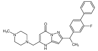 2-(1-(2-fluoro-[1,1'-biphenyl]-4-yl)ethyl)-5-((4-methylpiperazin-1-yl)methyl)pyrazolo[1,5-a]pyrimidin-7(4H)-one_675621-57-5