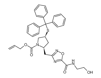 (2R,4S)-2-[5-(2-Hydroxy-ethylcarbamoyl)-[1,2,4]oxadiazol-3-ylmethyl]-4-tritylsulfanyl-pyrrolidine-1-carboxylic acid allyl ester_675836-71-2