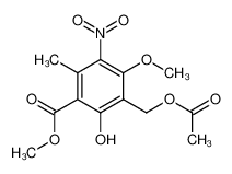 3-Acetoxymethyl-2-hydroxy-4-methoxy-6-methyl-5-nitro-benzoic acid methyl ester_67609-36-3