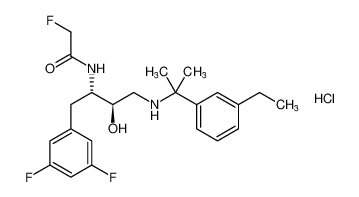 N-((2S,3R)-1-(3,5-difluorophenyl)-4-((2-(3-ethylphenyl)propan-2-yl)amino)-3-hydroxybutan-2-yl)-2-fluoroacetamide hydrochloride_676135-40-3