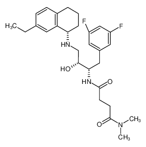 N1-((2S,3R)-1-(3,5-difluorophenyl)-4-(((S)-7-ethyl-1,2,3,4-tetrahydronaphthalen-1-yl)amino)-3-hydroxybutan-2-yl)-N4,N4-dimethylsuccinamide_676135-64-1