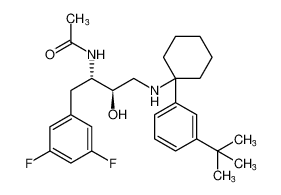N-((2S,3R)-4-((1-(3-(tert-butyl)phenyl)cyclohexyl)amino)-1-(3,5-difluorophenyl)-3-hydroxybutan-2-yl)acetamide_676135-75-4